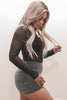 Here For A Good Time Black Long Sleeve Mesh Top