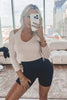 Coffee Run Ribbed Long Sleeve Cutout Halter