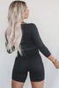 Coffee Run Ribbed Long Sleeve Cutout Halter