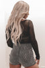 Here For A Good Time Black Long Sleeve Mesh Top