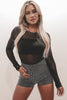Here For A Good Time Black Long Sleeve Mesh Top